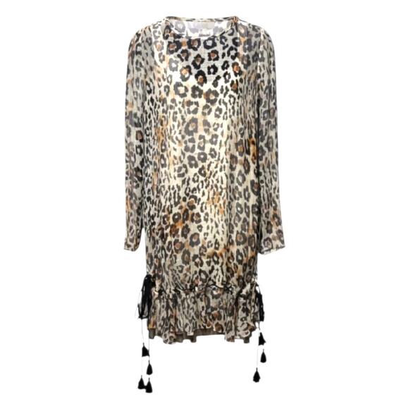 Chloe Dresses & Skirts - Chloe Resort Leopard Print Runway Ruffle‎ Tassel Dress XS Mobwife Boho Aesthetic